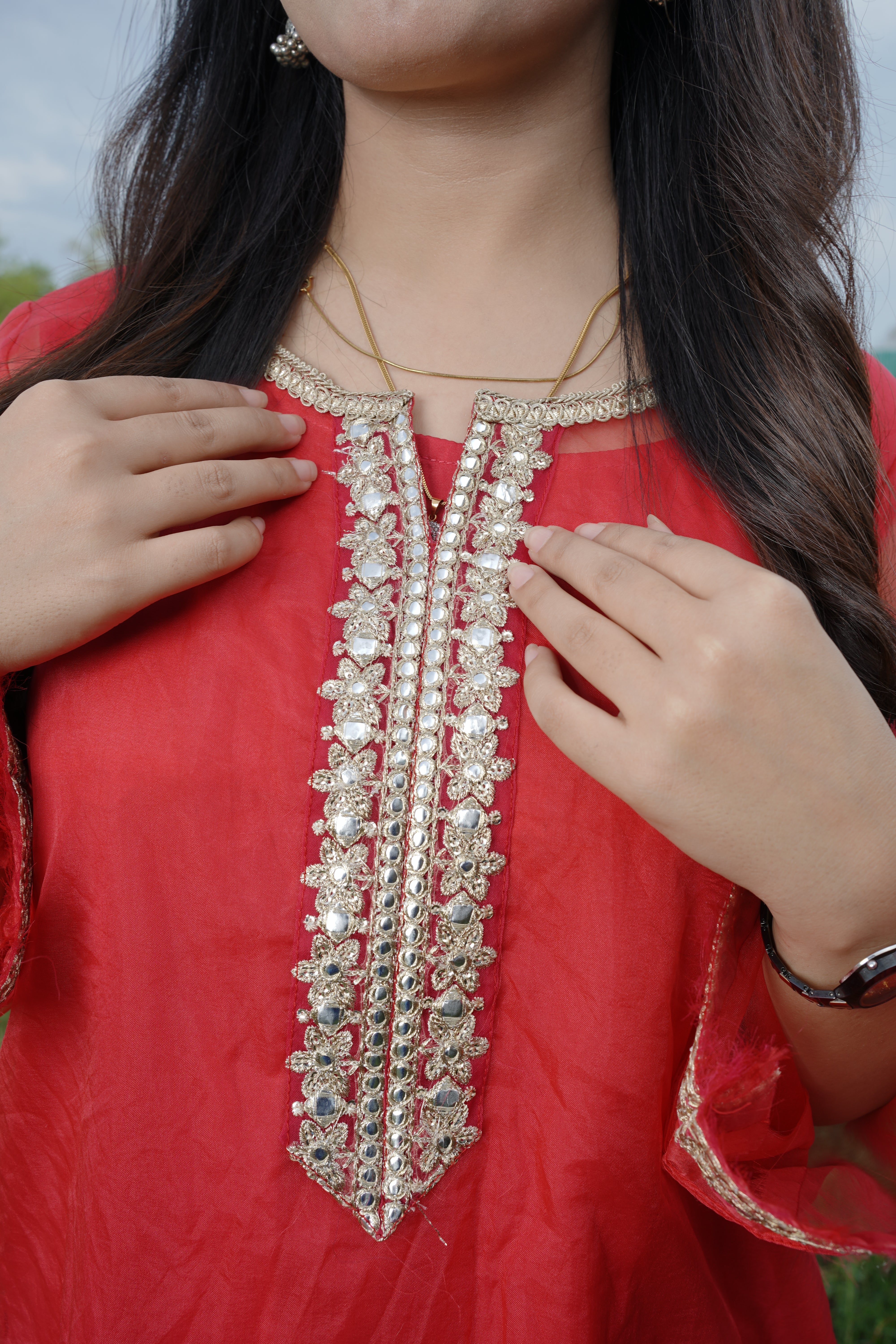 3-piece pure organza Embroidered Suit (P11212)