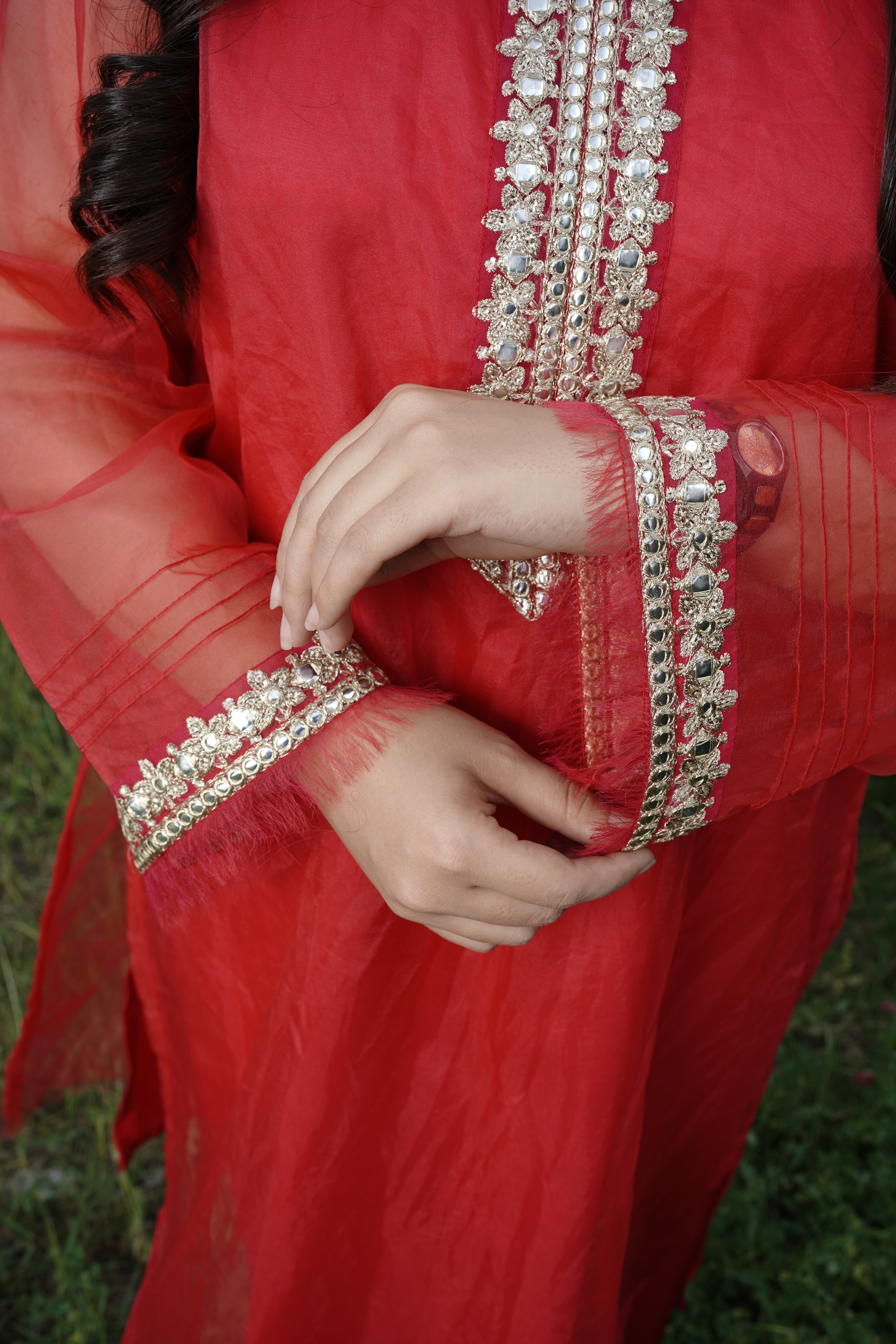 3-piece pure organza Embroidered Suit (P11212)