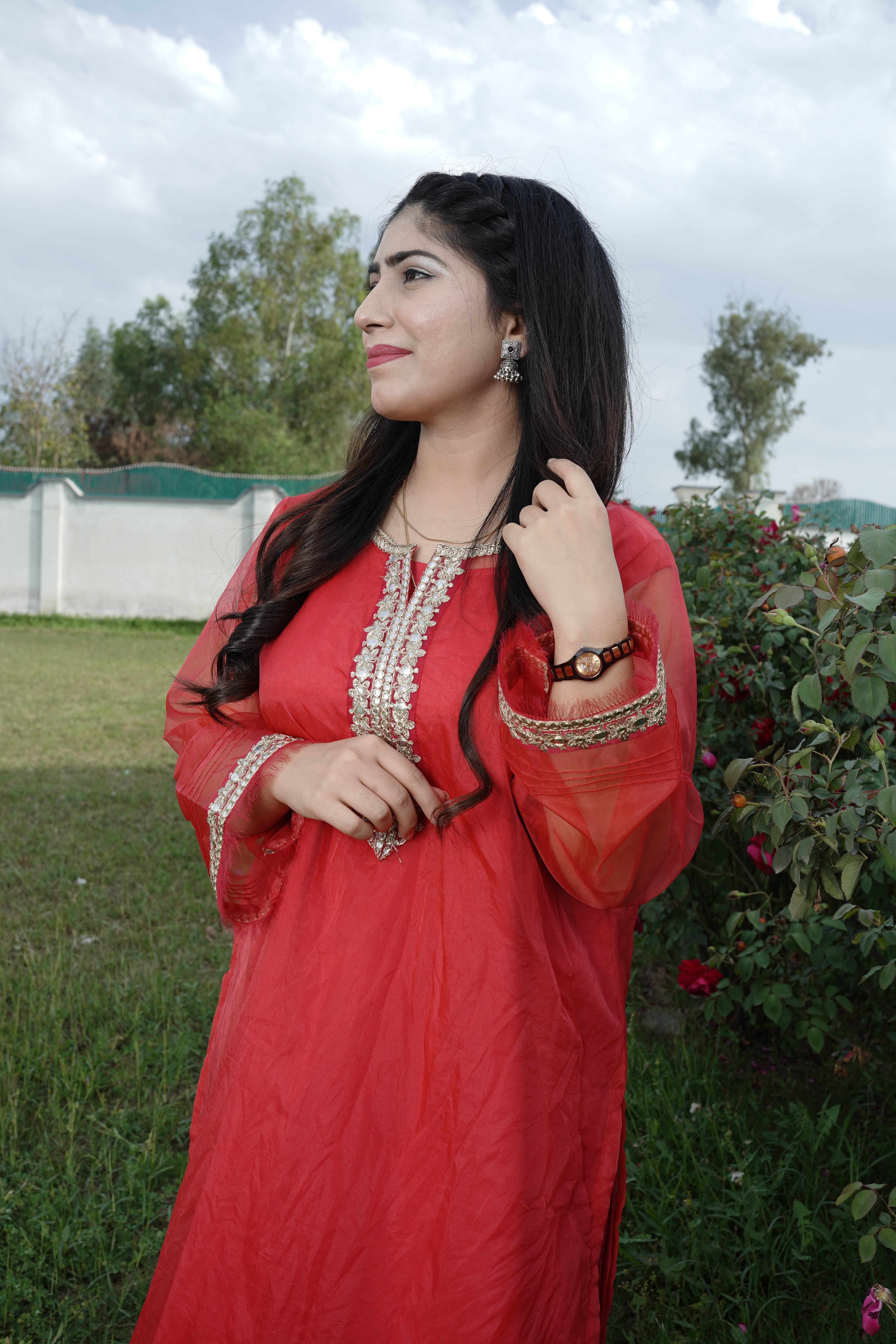 3-piece pure organza Embroidered Suit (P11212)