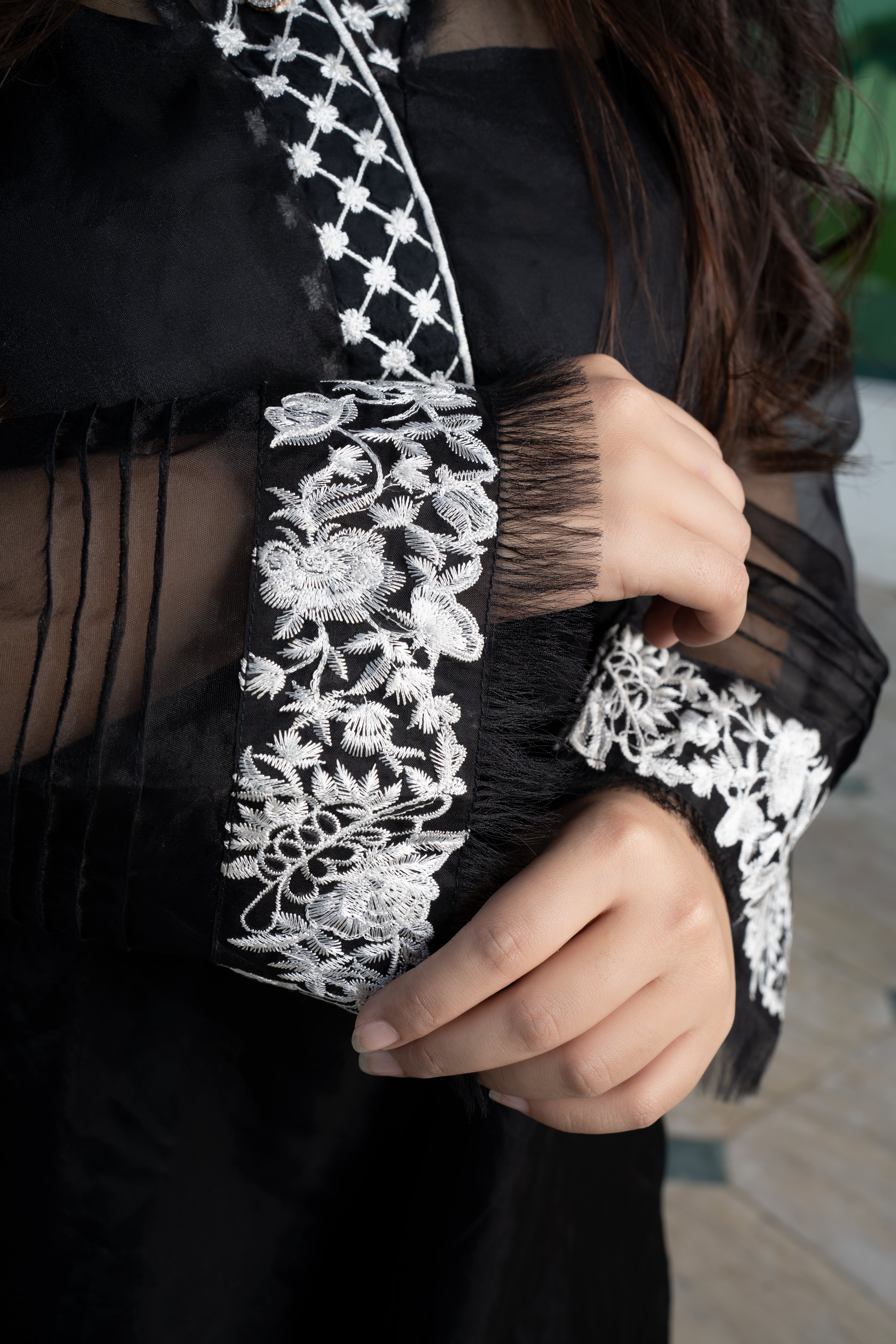 2 piece pure organza Embroidered Suit (B11216)