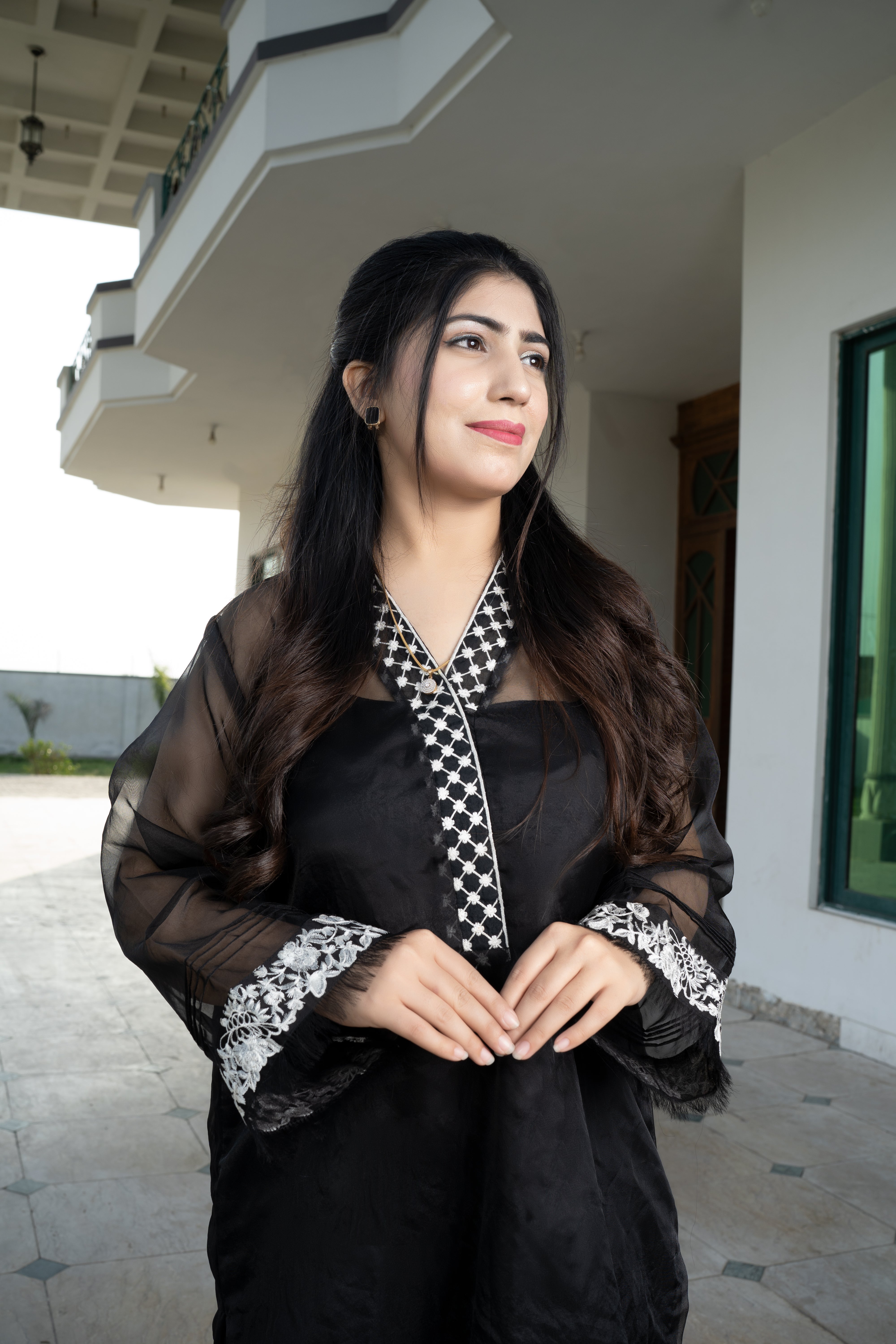 2 piece pure organza Embroidered Suit (B11216)