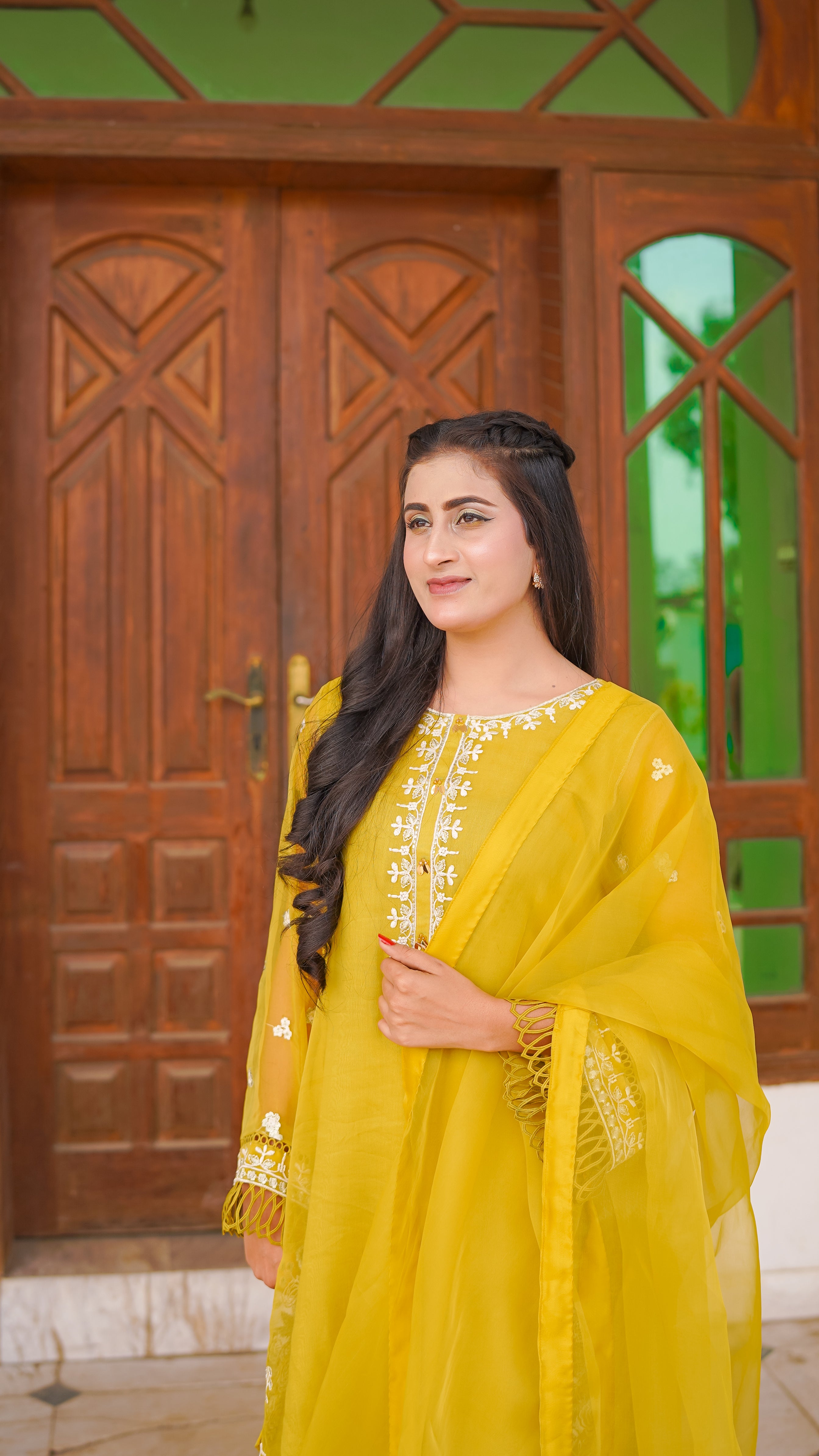 3 - Piece Pure Organza Embroidered Suit