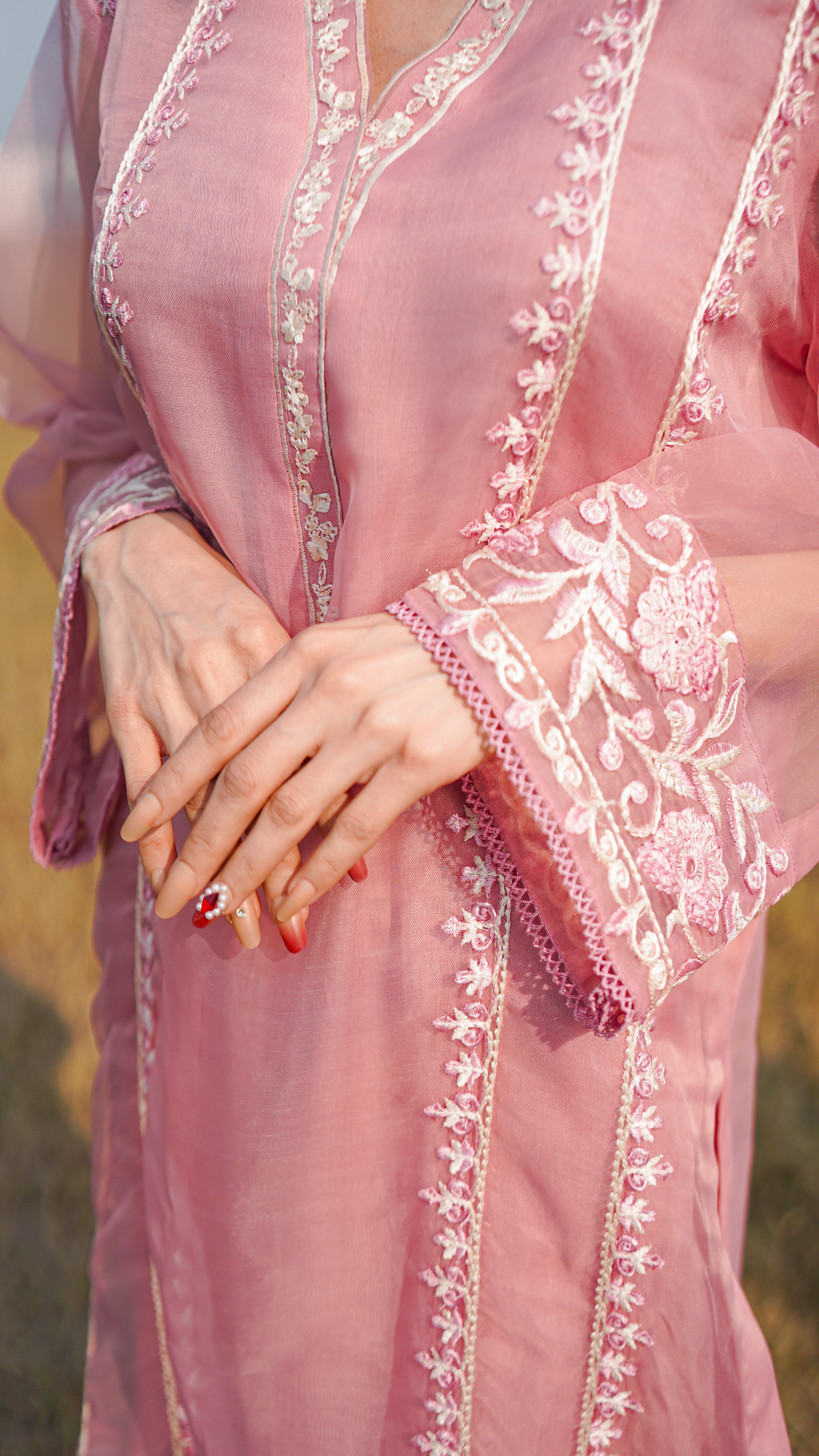 3 - Piece Pure Organza Embroidered Suit (B11231)