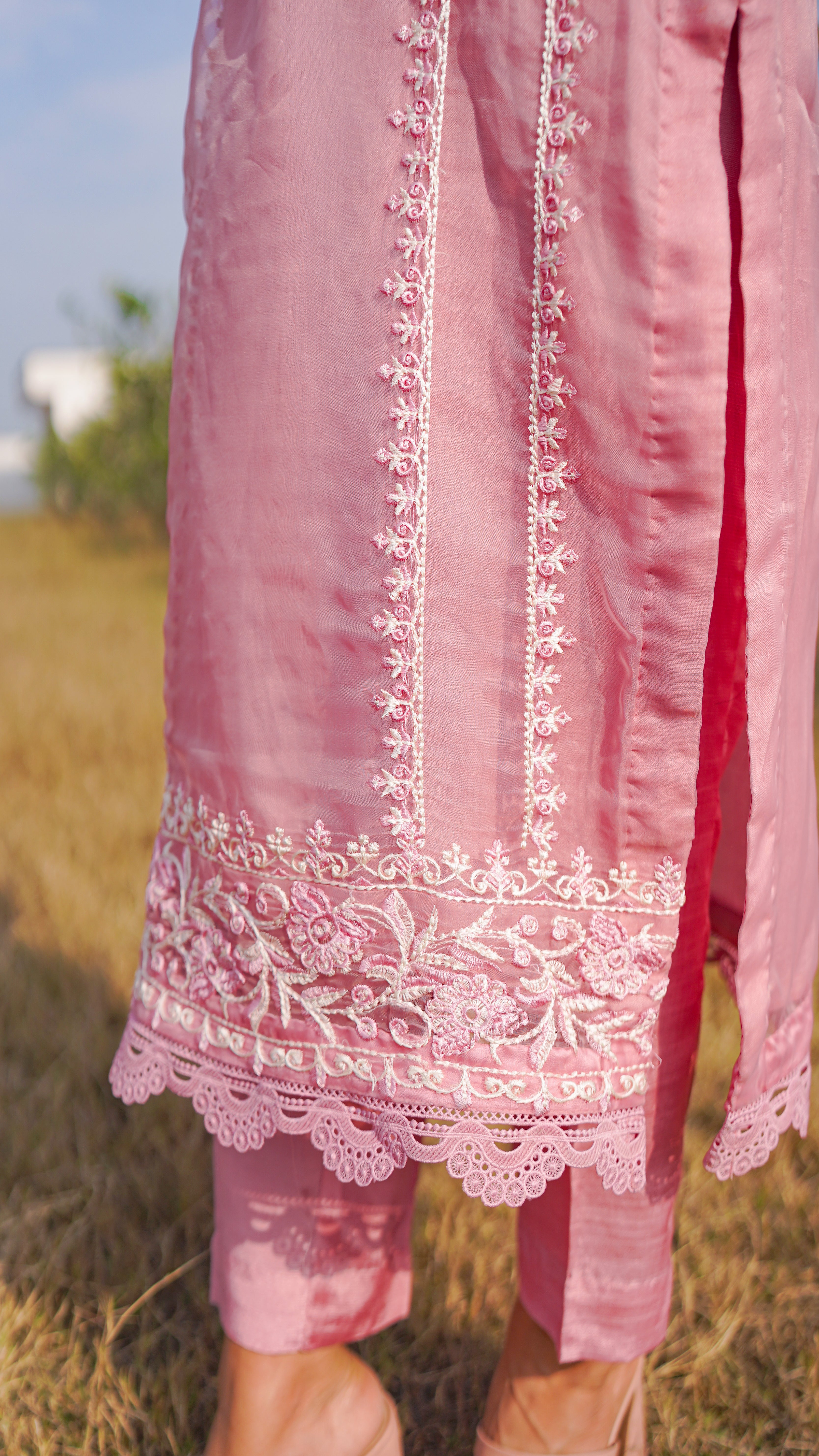 3 - Piece Pure Organza Embroidered Suit (B11231)