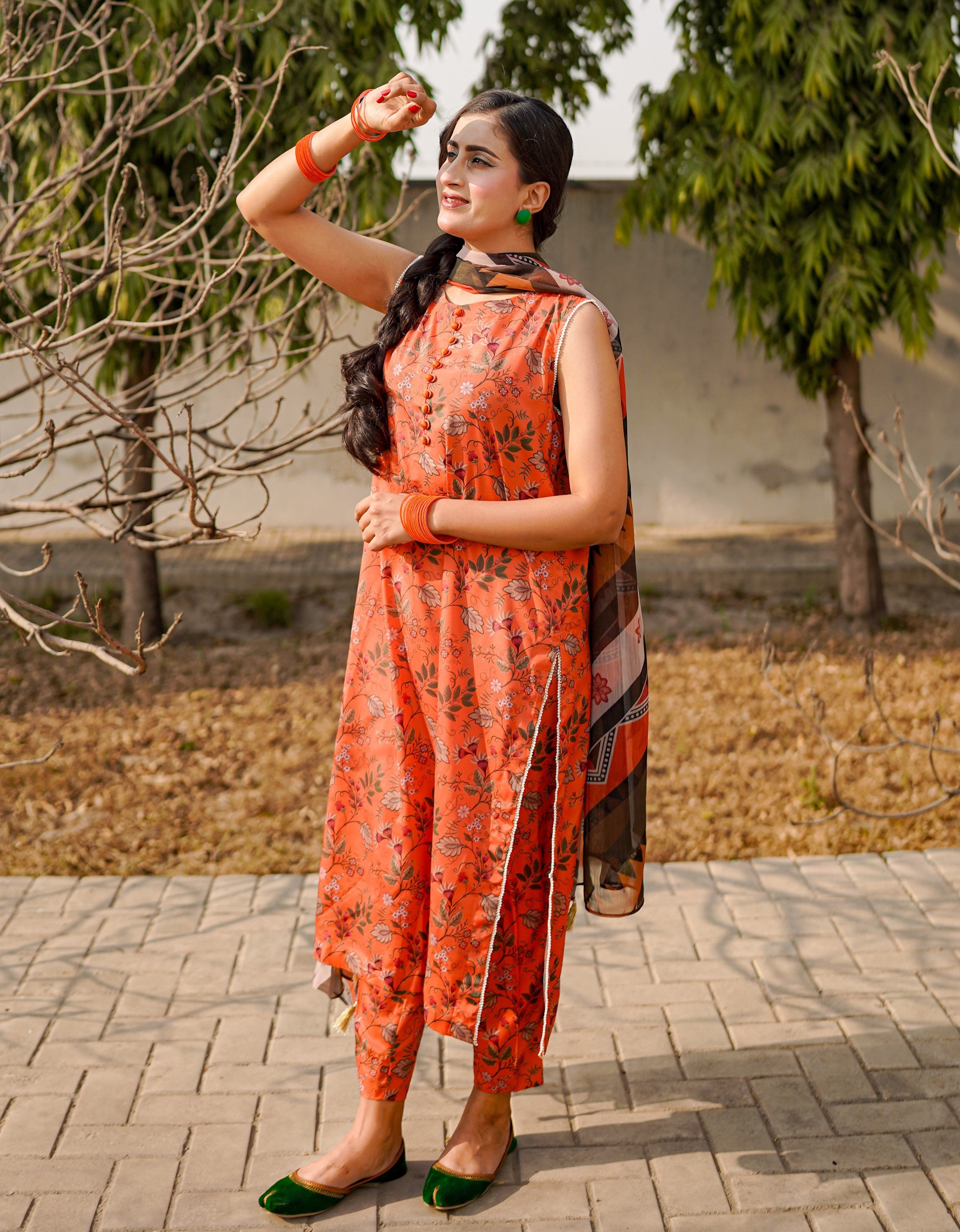 3- Piece Printed Suit (O11221)