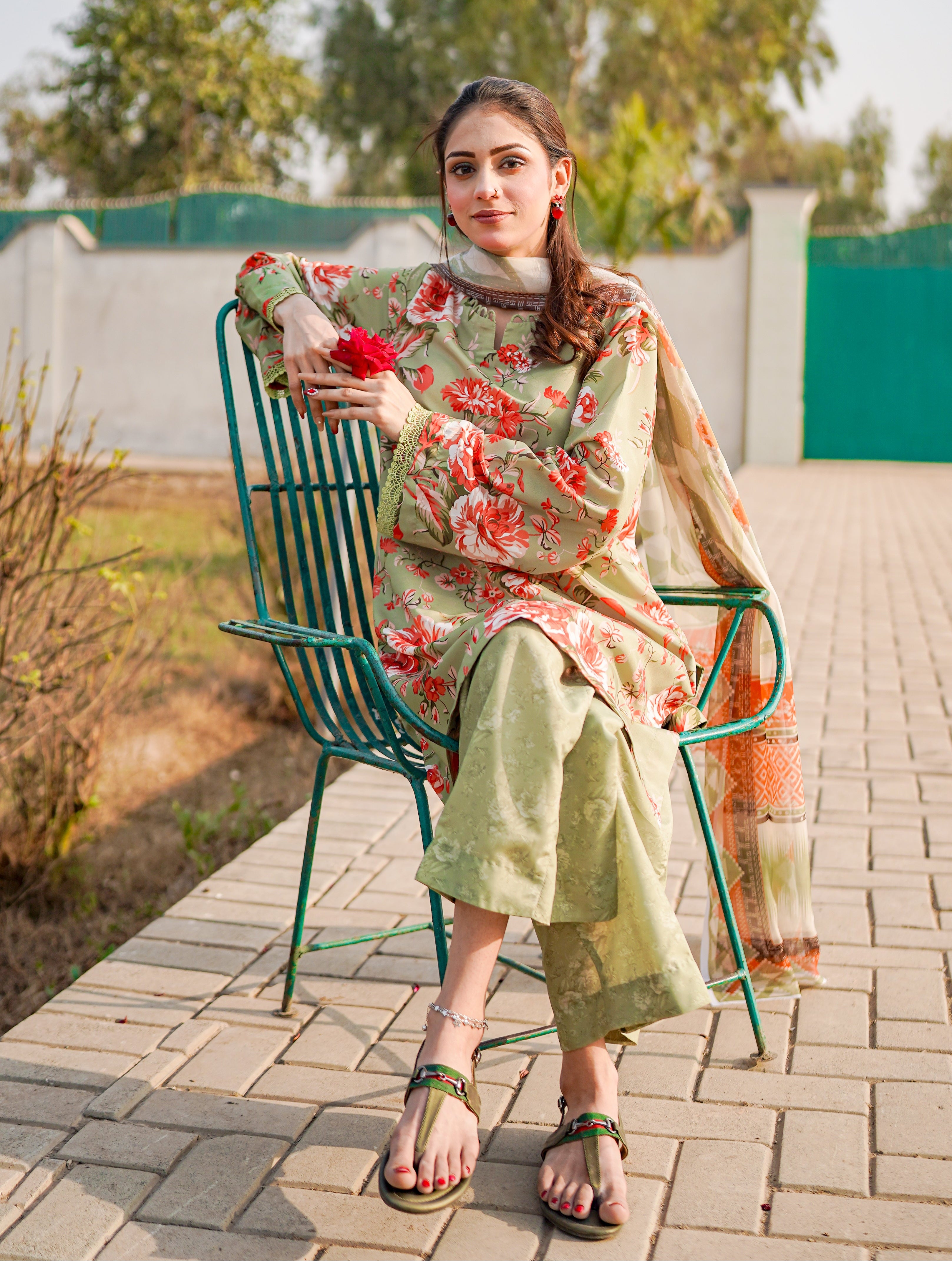 3- Piece Printed Suit (G11223)