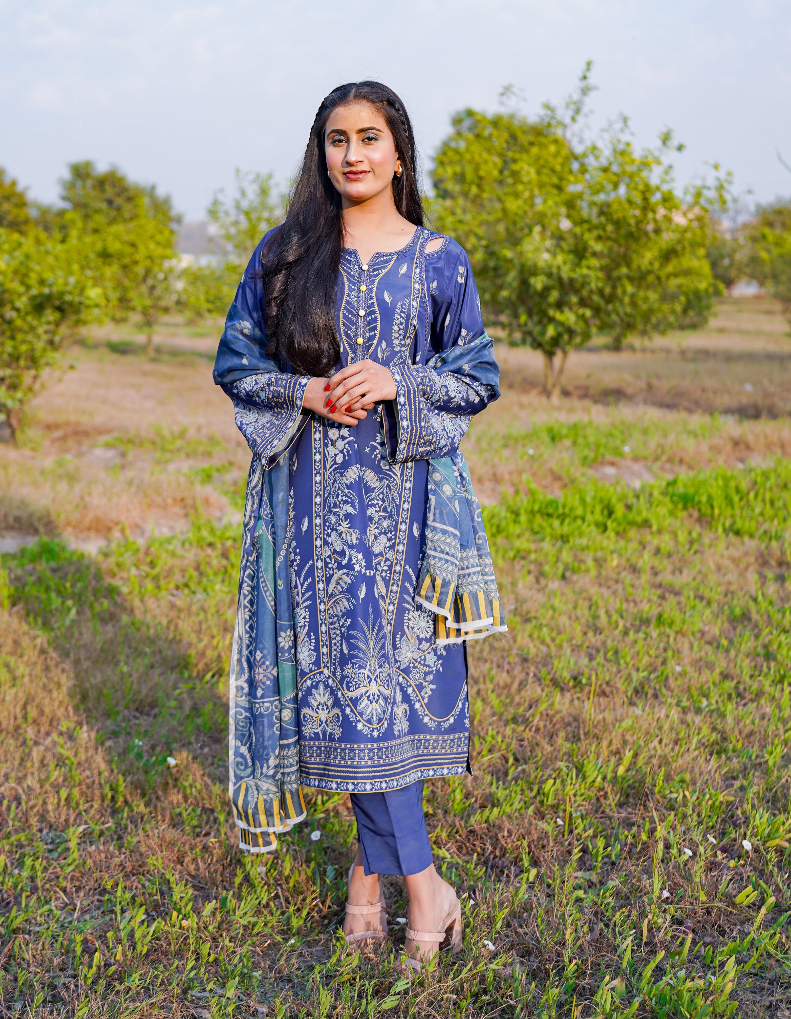 3- Piece Printed Suit (B11224)