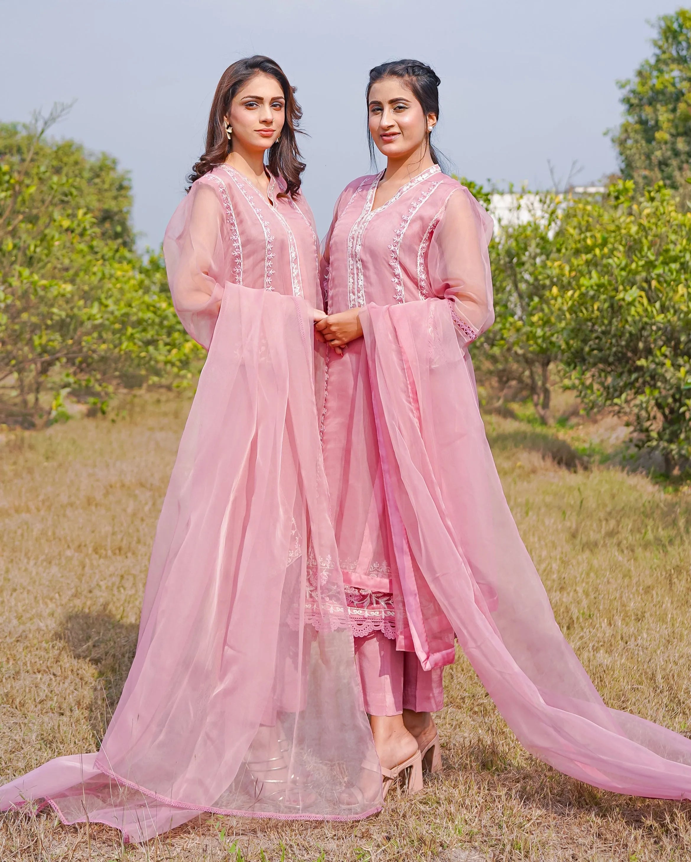 3 - Piece Pure Organza Embroidered Suit (B11231)