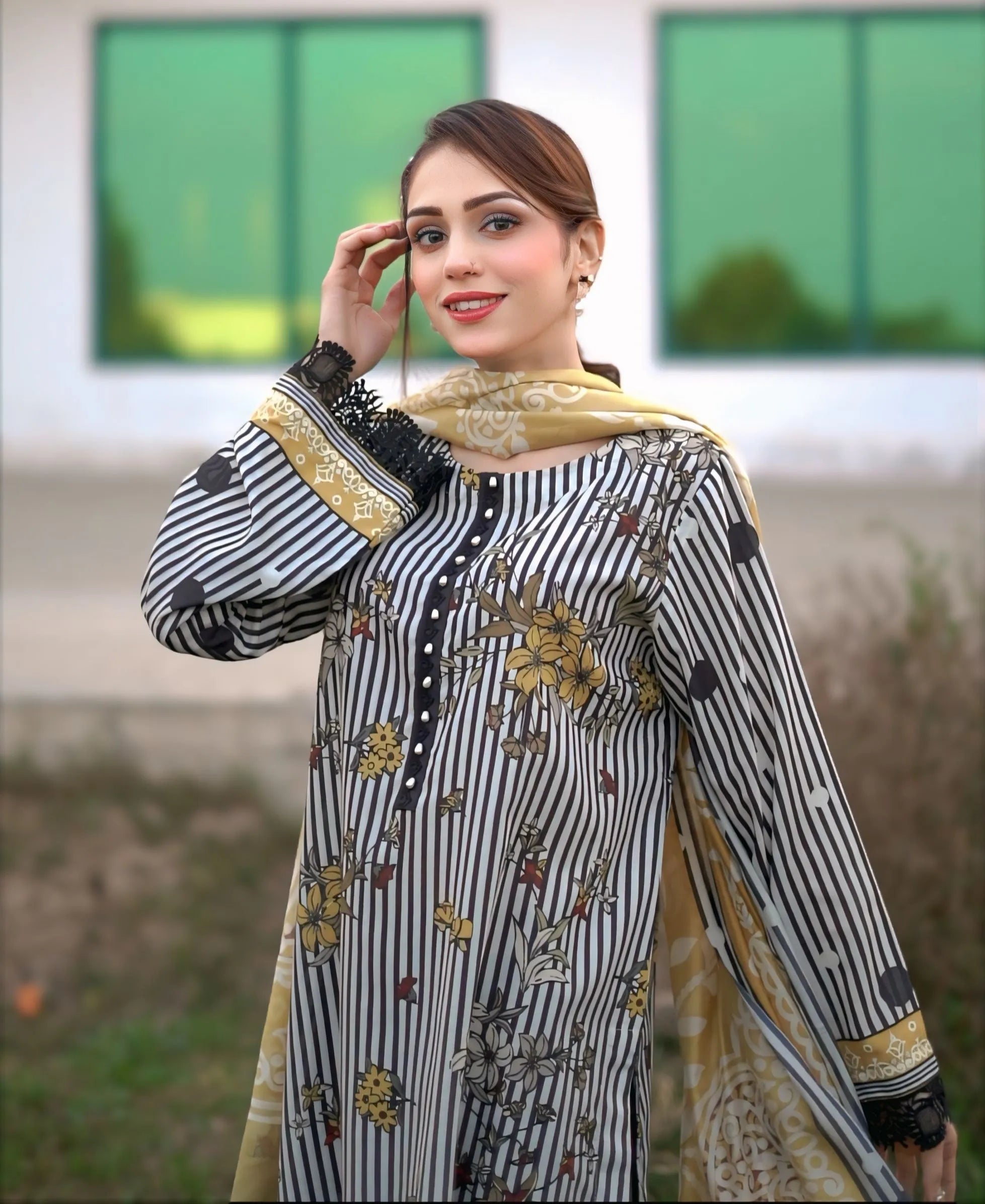 3- Piece Printed Suit (R11226)