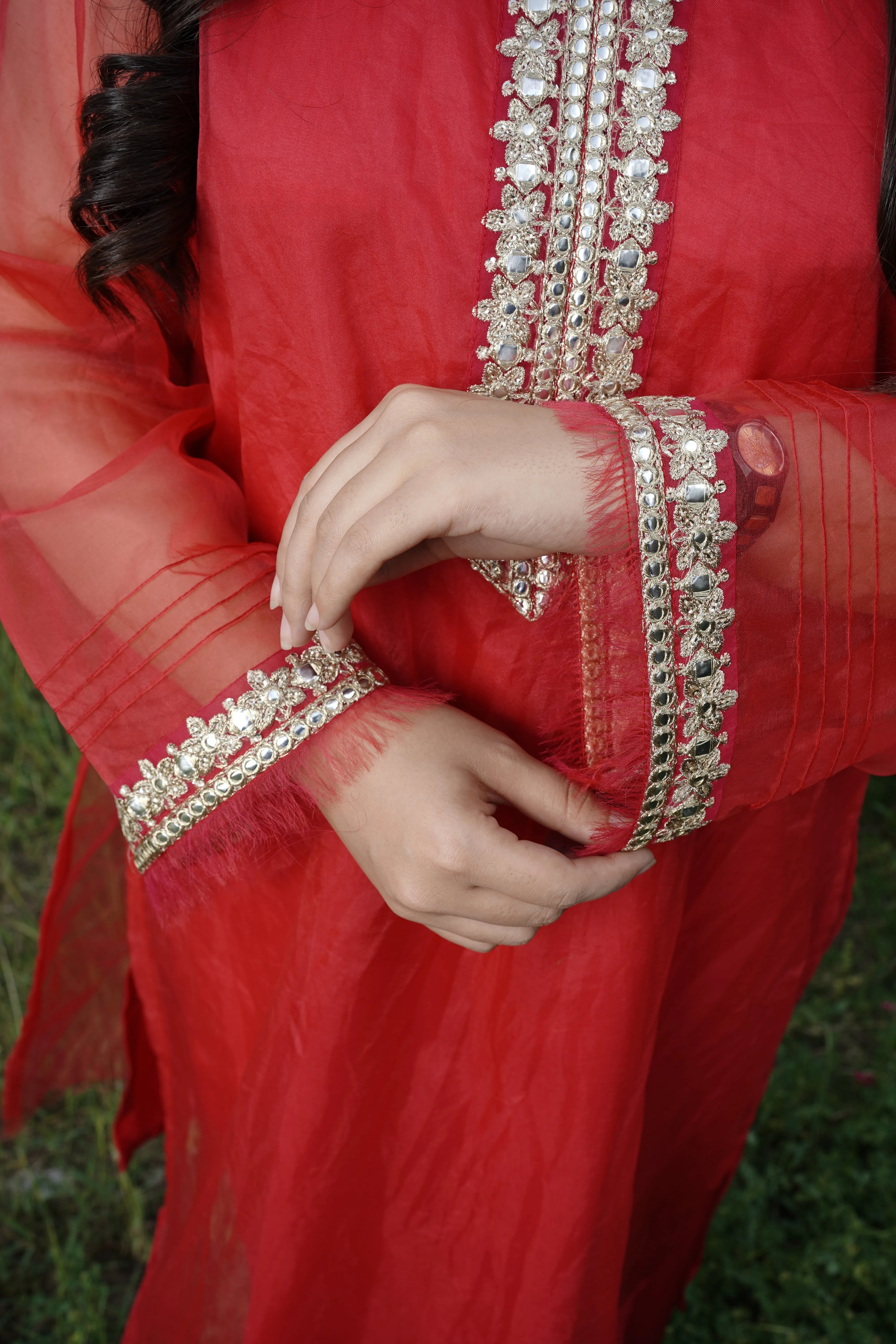 3-piece pure organza Embroidered Suit (P11212)